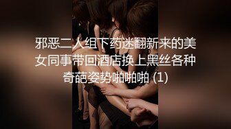 邪恶二人组下药迷翻新来的美女同事带回酒店换上黑丝各种奇葩姿势啪啪啪 (1)